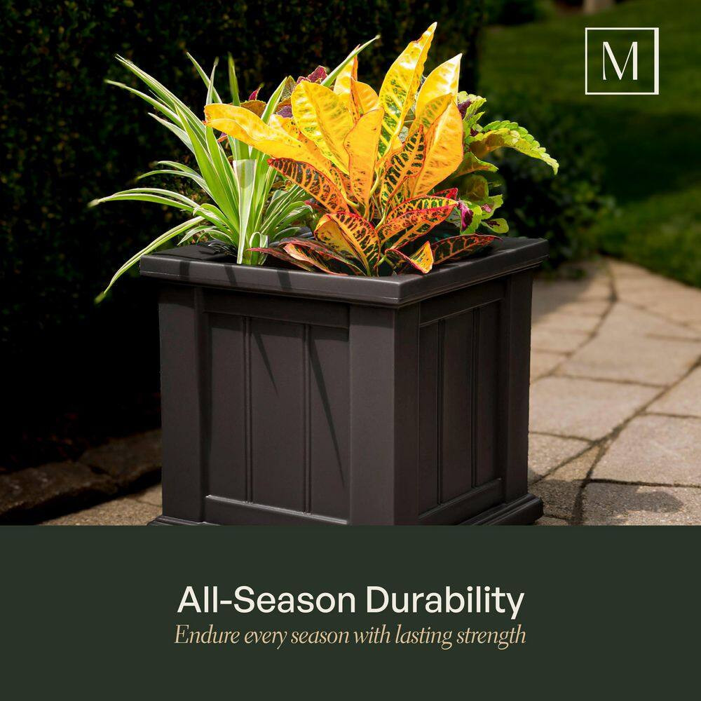 Cape Cod 14 In. Square Self-Watering Black Polyethylene Planter