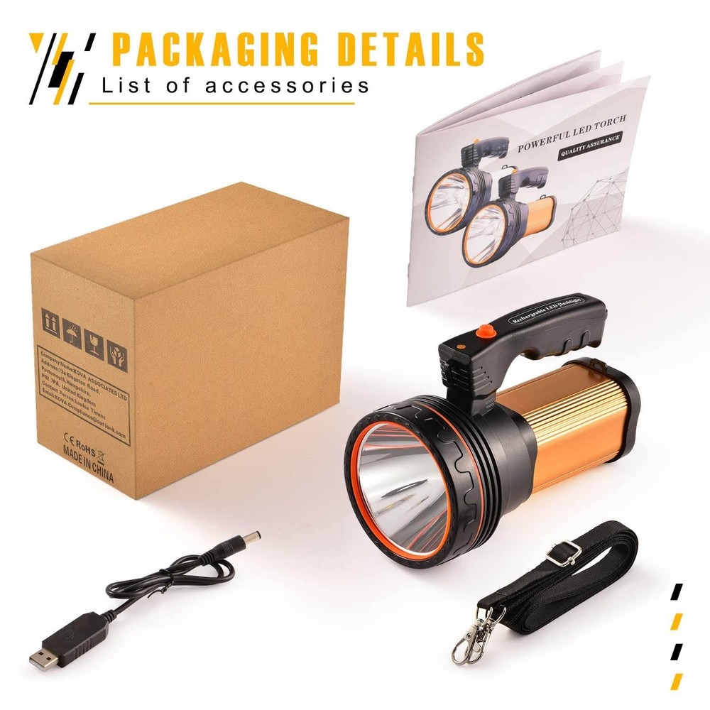 Flashlights High Lumens, Spotlight Flashlights, IPX5 Waterproof Flashlight, R...
