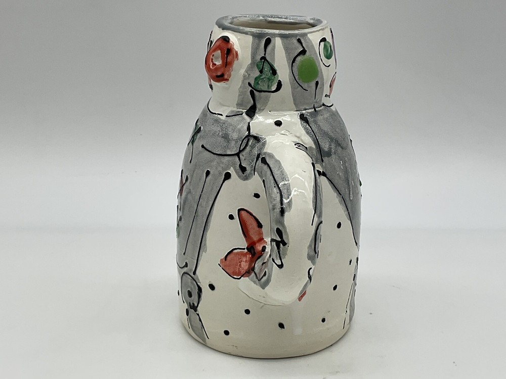 Robot mug or pitcher hand thrown and hand painted