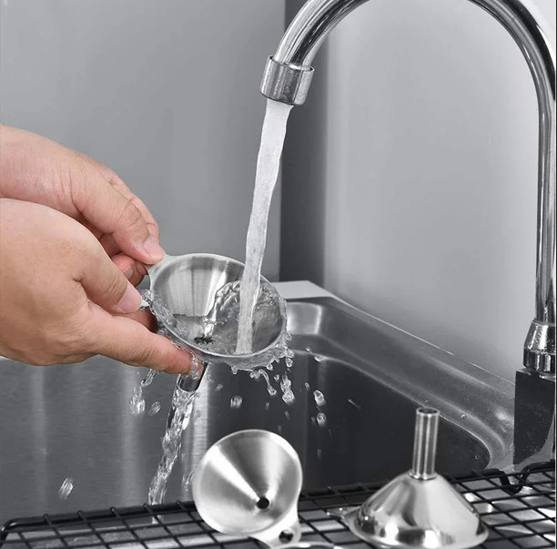 6 Pcs Stainless Steel Mini Funnels for Kitchen Use Large Tiny Small Funnel