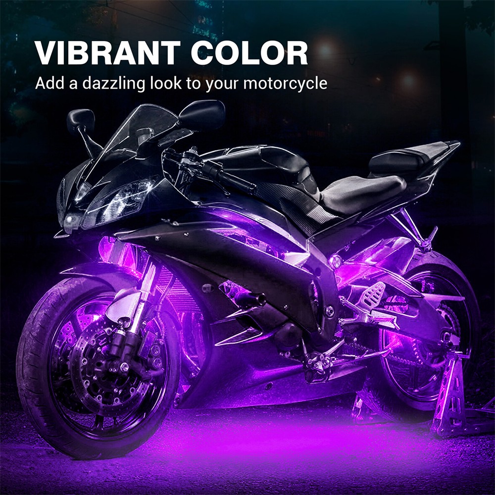 10pcs Multi-Color RGB Underglow LED Light Kit w/Remote Controller For Motorcycle