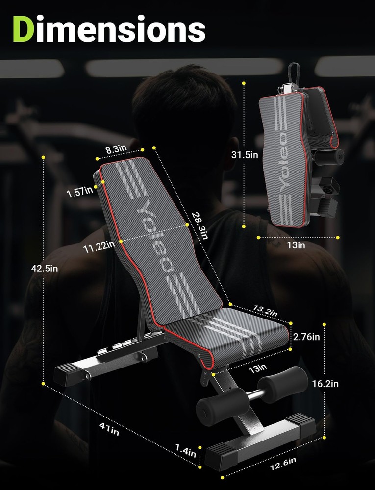 Adjustable Weight Bench for Full Body Workout - Foldable & Quick Adjustment