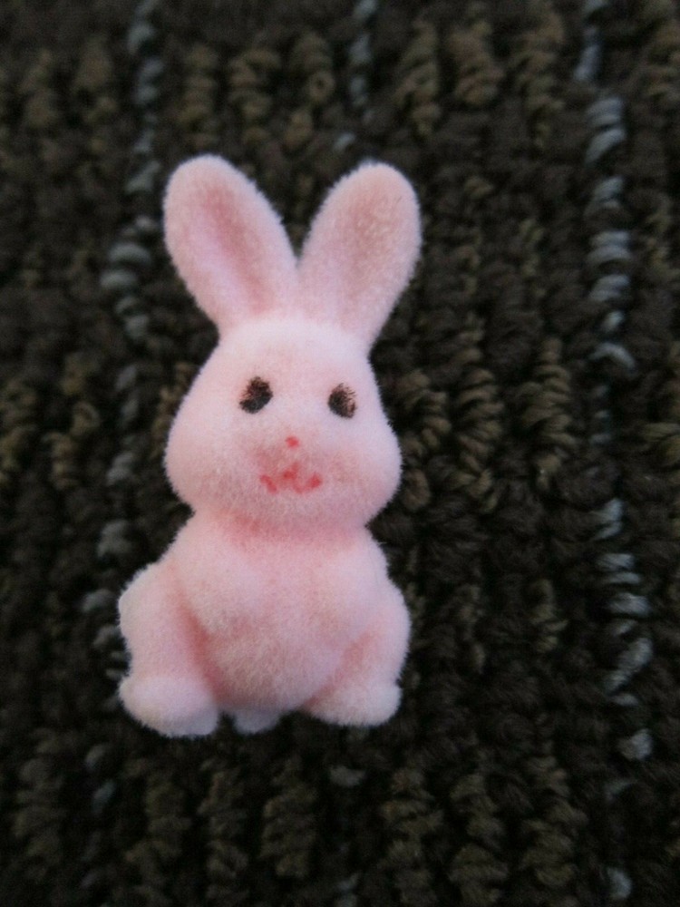 Easter Bunny Tiny Pink Flocked & Rabbit Head Eraser UNUSED in Plastic Egg