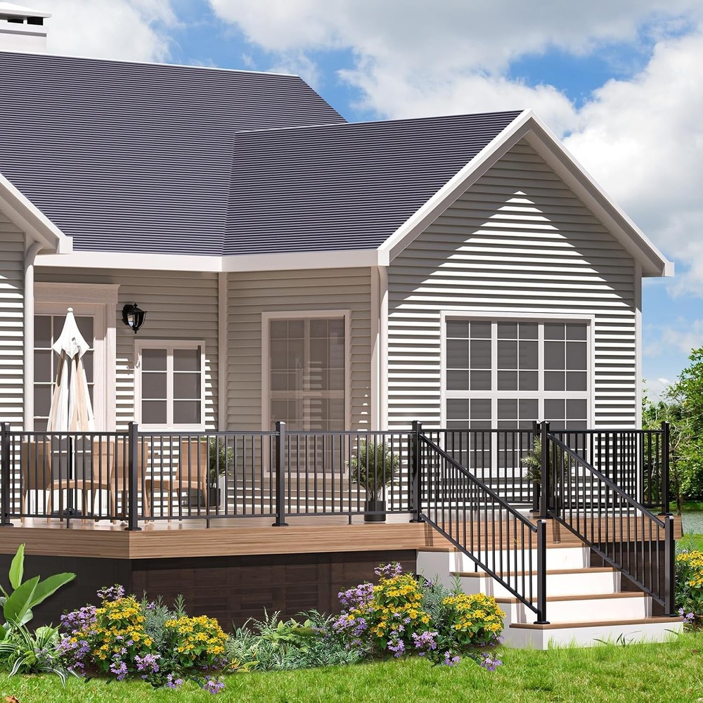 4 Pack Aluminum Deck Railing Bracket Connector, Adjustable Railing Bracket, Blac