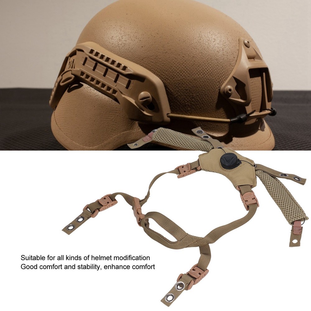 (Tan)Adjustable Dial Suspension System Chin Strap For Fast MICH Helmet WP New
