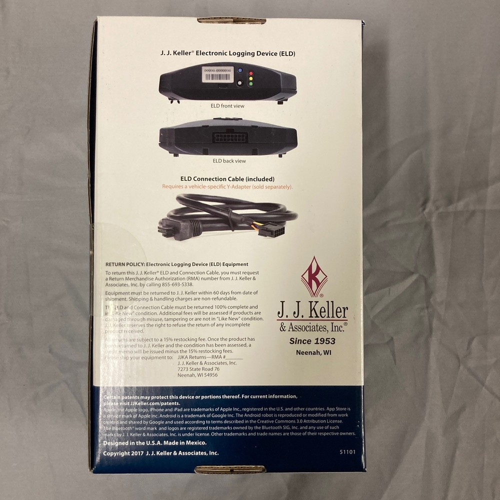 J. J. Keller ELD Electronic Logging Device FMCSA Registered 51078 Android iOS