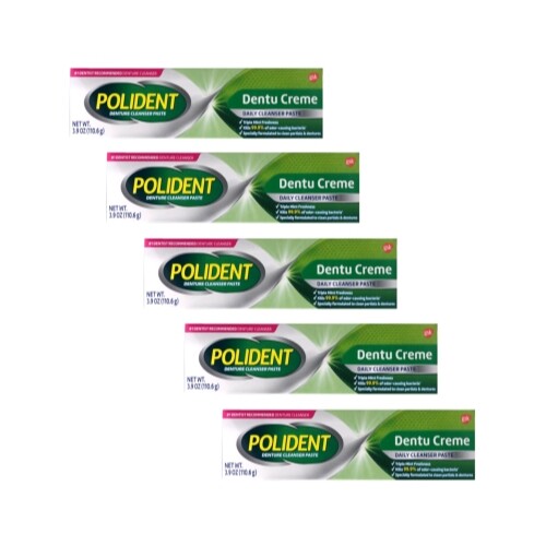 5 Pack - Polident Dentu-Creme Denture Toothpaste, 3.9 Oz Each