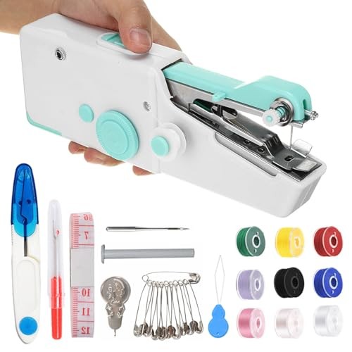 Handheld Sewing Machine for Beginners Daily Easy Use, Mini Sewing Machine Blue