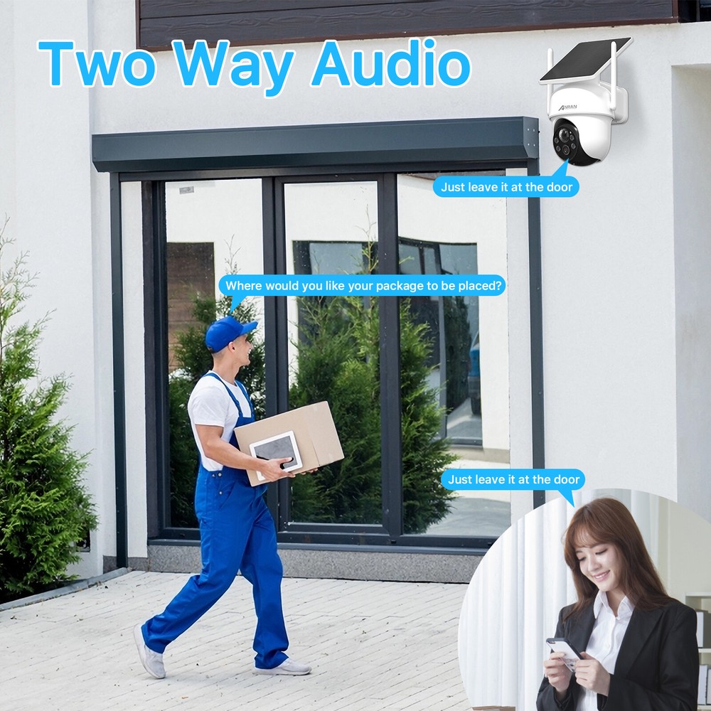 ANRAN Solar Security Camera System 4MP CCTV Wireless Battery Powered 2 Way Audio