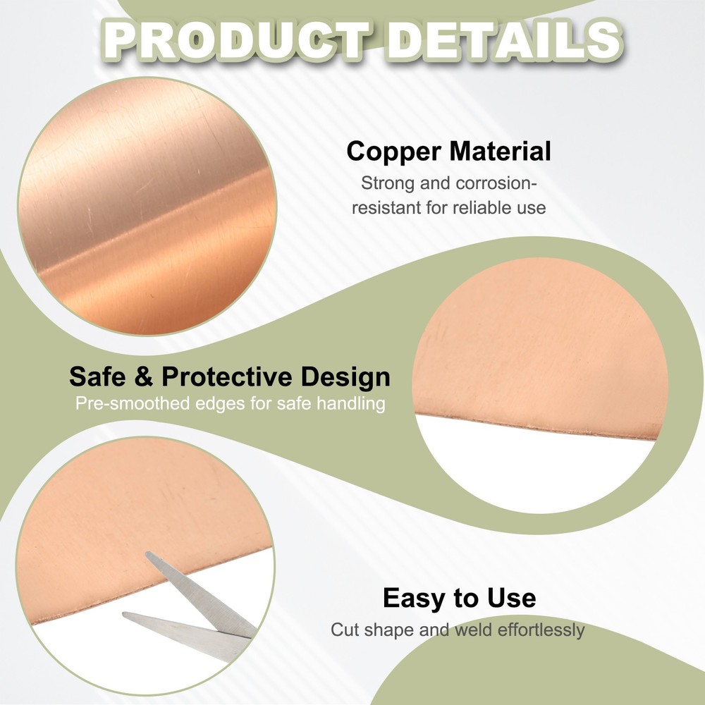 Copper Sheet Roll 2.4" x 5 Ft 24 Gauge(0.5mm) Thickness DIY (1 Pack, Copper)