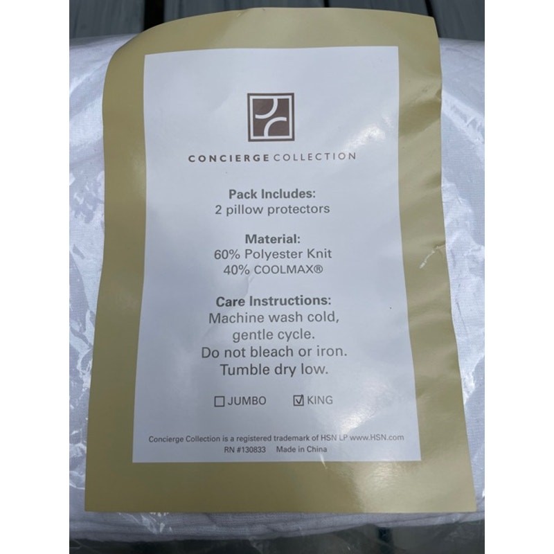 2 KING Pillow Protectors White Polyester and Coolmax H100596