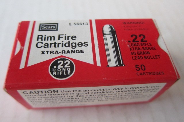 Vintage Sears 22 Long Rifle Extra-Range Empty Ammo Box & Insert
