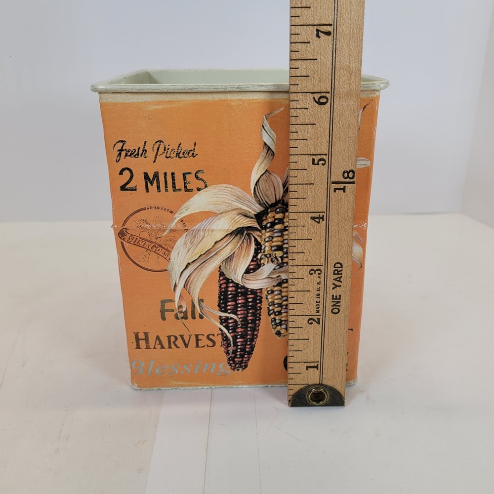 Retro Sweet Corn Advertisement Tin Handled Basket