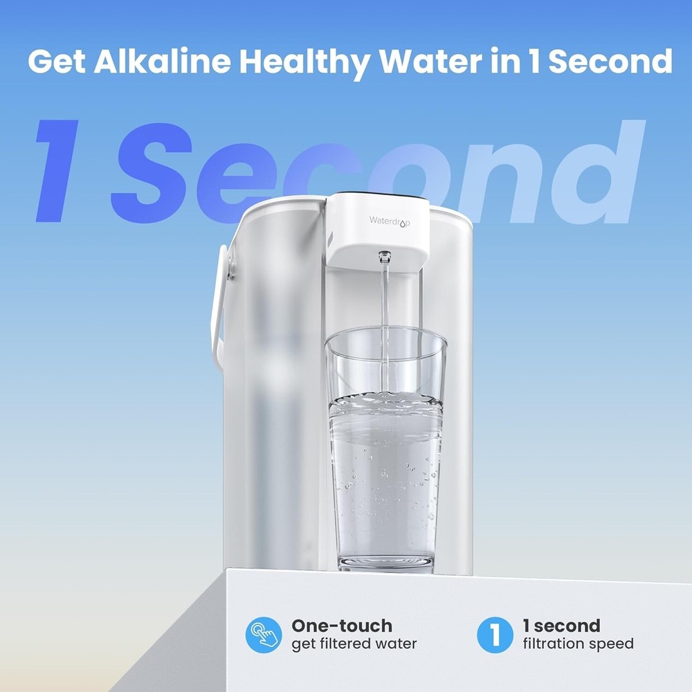 Waterdrop Alkaline Electric Water Filter Pitcher,White,with 1 Filter