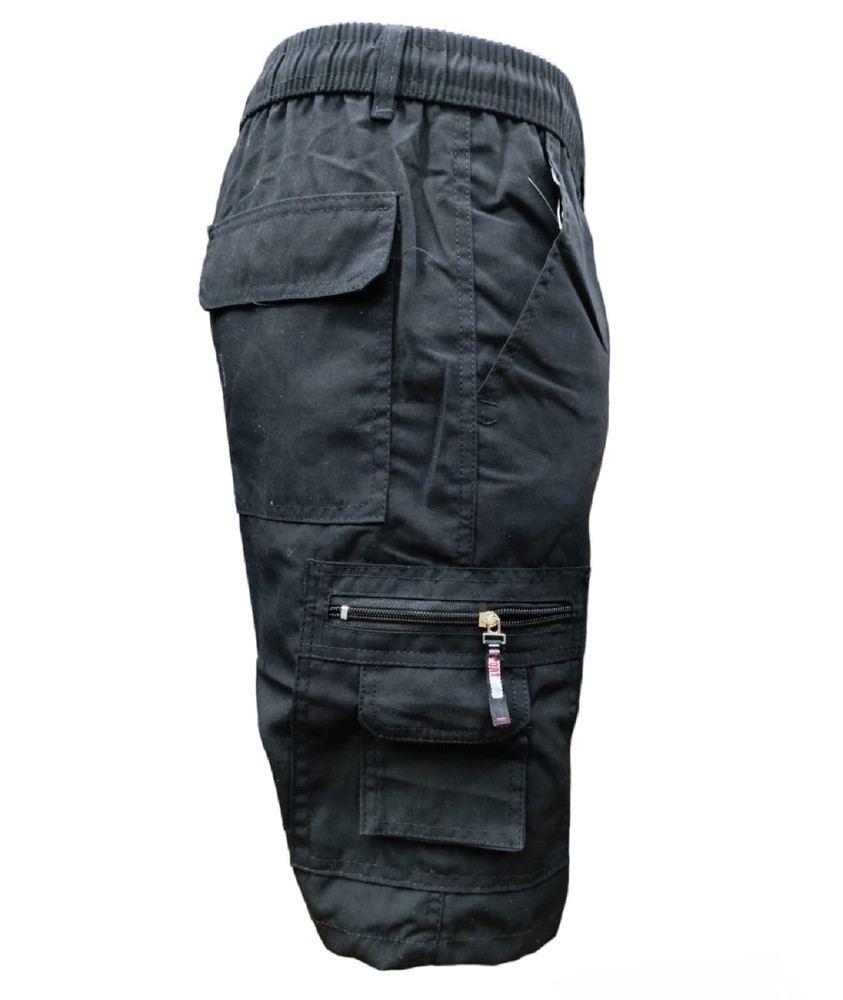 Shorts Mens Cargo Combat Multi Pocket Elasticated Waist Size Plain Lightweight