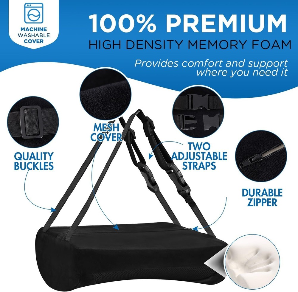 Non-Slip Memory Foam Lumbar Support Pillow - Ultimate Back Comfort Solution