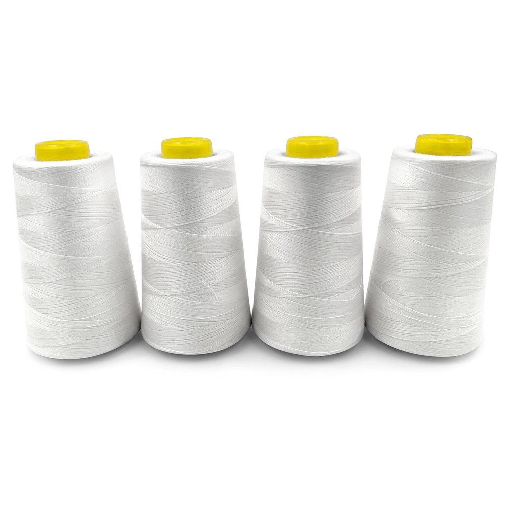 4 Cones 3000 Yards White All Purpose Polyester Thread 40S/2 for Serger