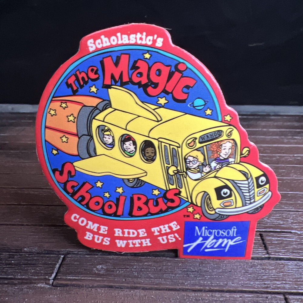 Vintage 1990s Microsoft Home Software Magic School Bus Scholastic Pinback Button