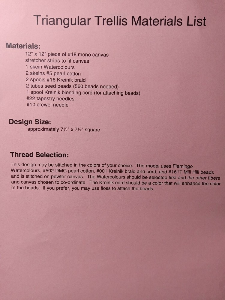 Needlepoint "Triangular Trellis" Design Booklet