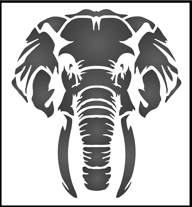 8"x9" Clear Plastic Stencil - Elephant (RO465)-