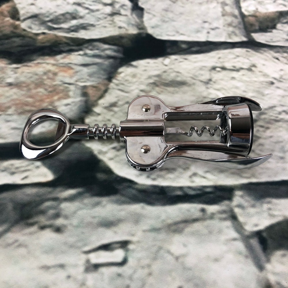 Swing arm silver wine corkscrew opener bar ware winged