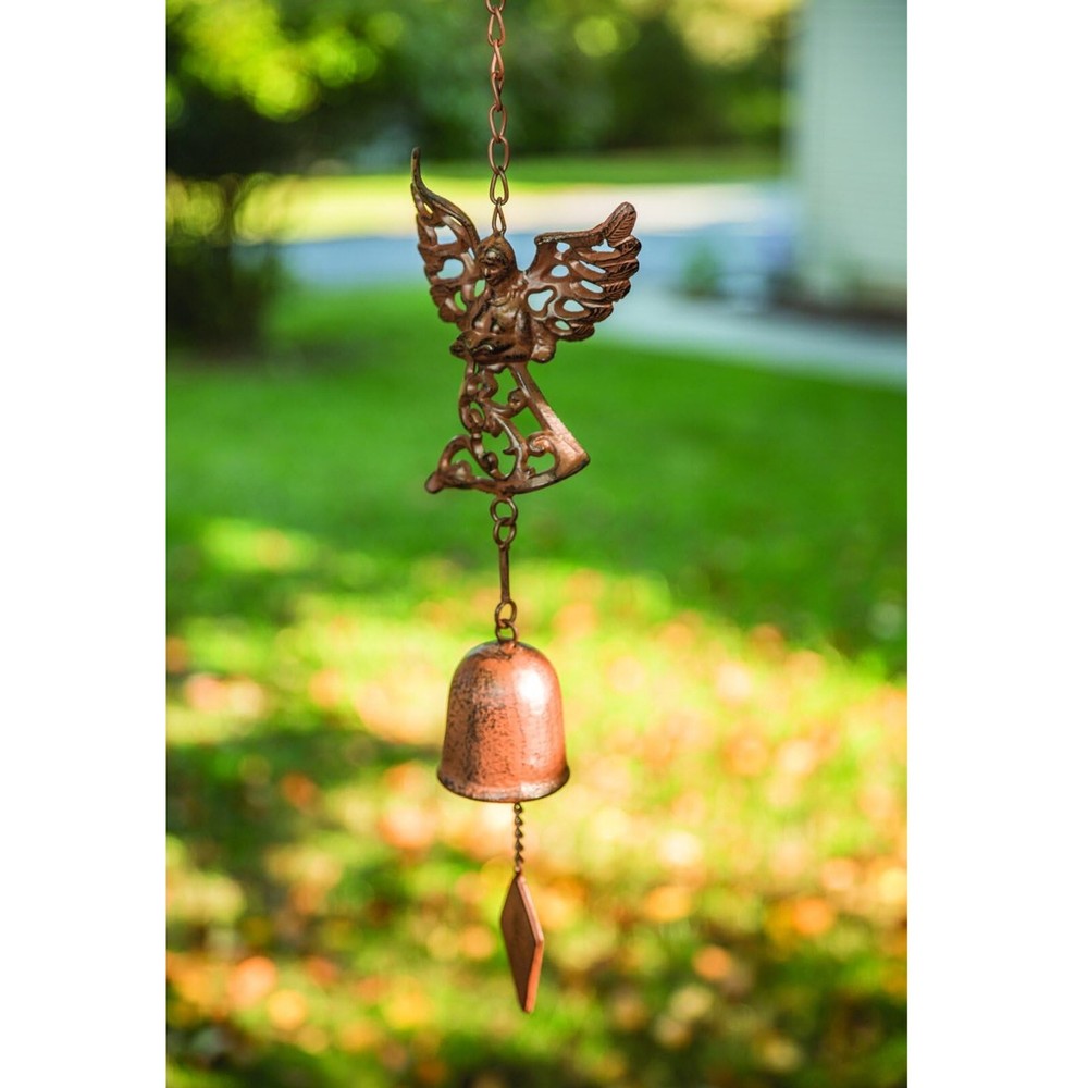 Kneeling Angel Cast Iron Bell - 27" Wind Bell NEW
