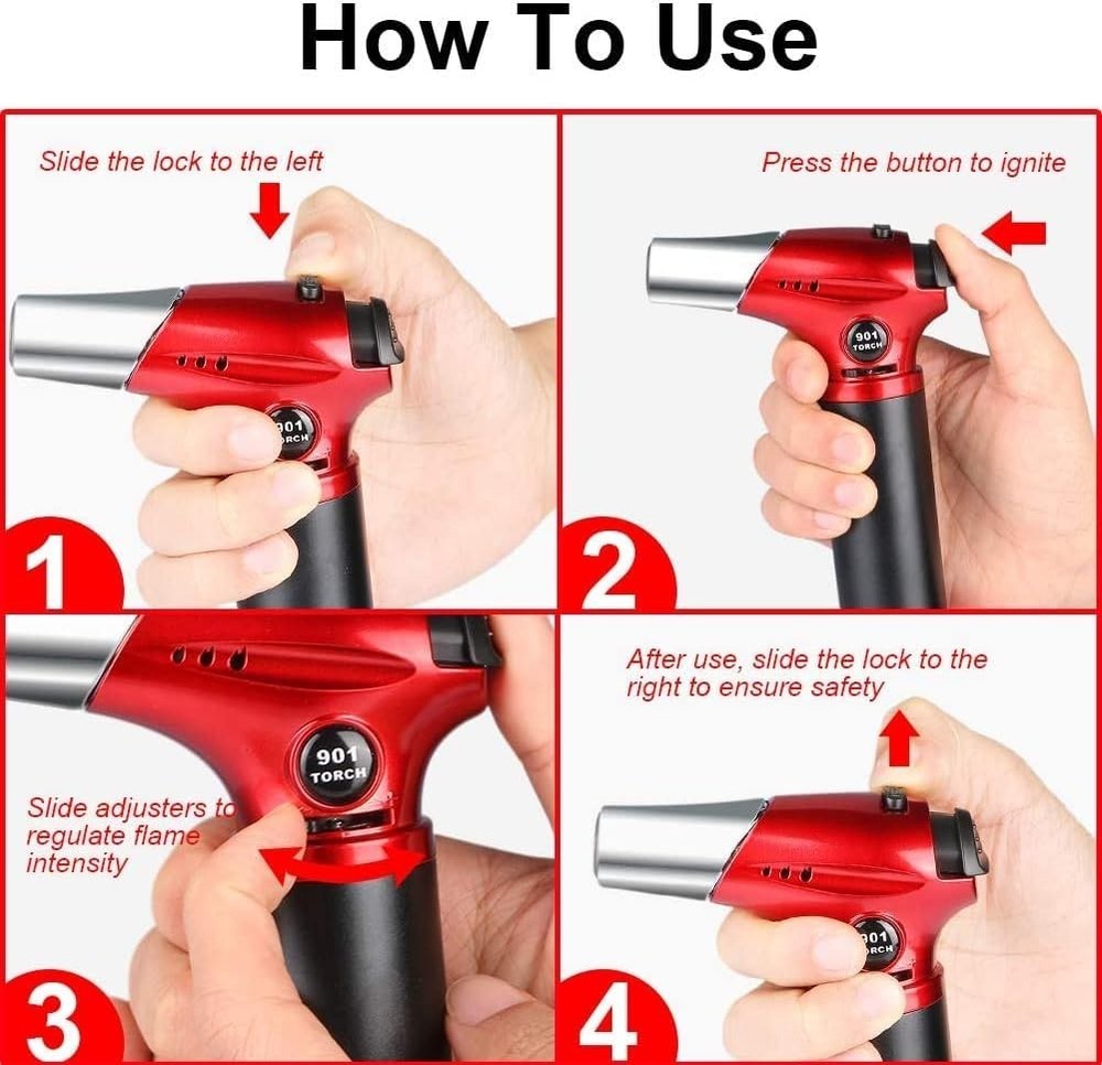 Professional Mini Blow Torch - Adjustable Flame Kitchen Torch for Baking & BBQ