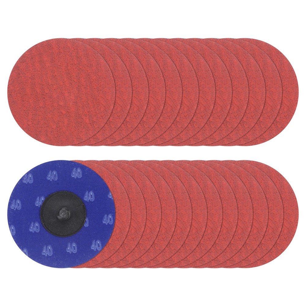25pcs 3" 40 Grit Quick Change R-Type Sanding Discs Ceramic Grains Red Blue