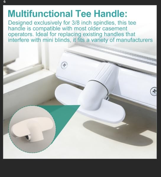 Window Handle Crank Replace,3/8" Spline Crank Handle & Tee Handle Casement