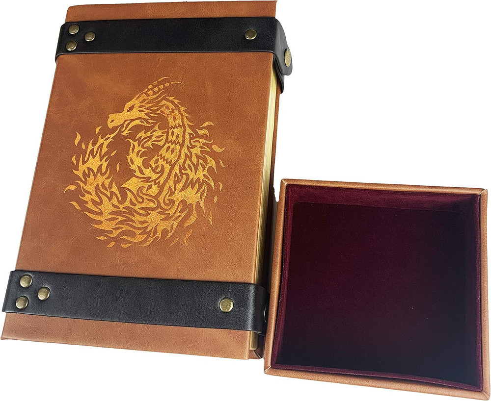 Book-Shaped Cheromatic/Red Fire Dragon Rolling Magic Book Tray for All Tabletop
