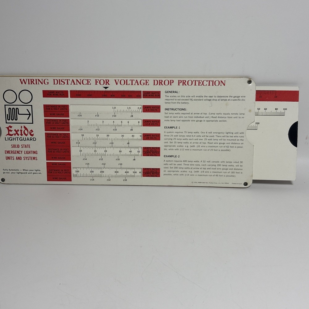 Exide Lightguard Emergency Lighting Selector Wiring Voltage Drop Slide Chart