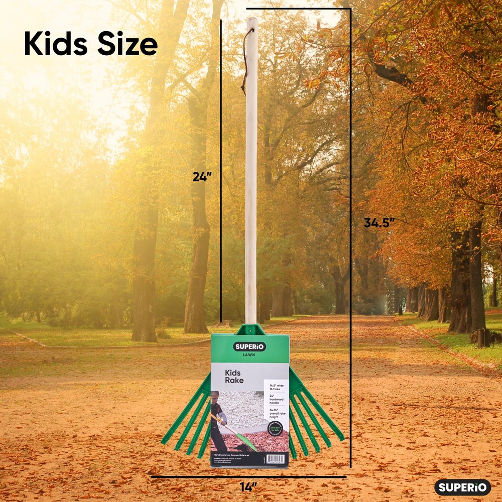 Garden Leaf Rake Kid Size Bulk Pack (24) Green 34"