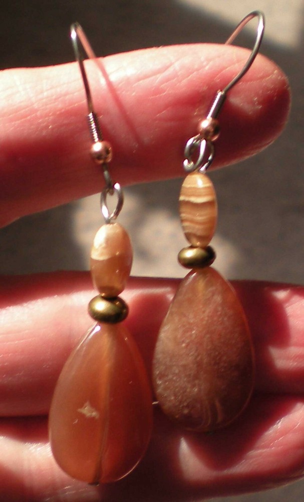 Agate Drop Earrings - Balance, Grounding, Healing e123