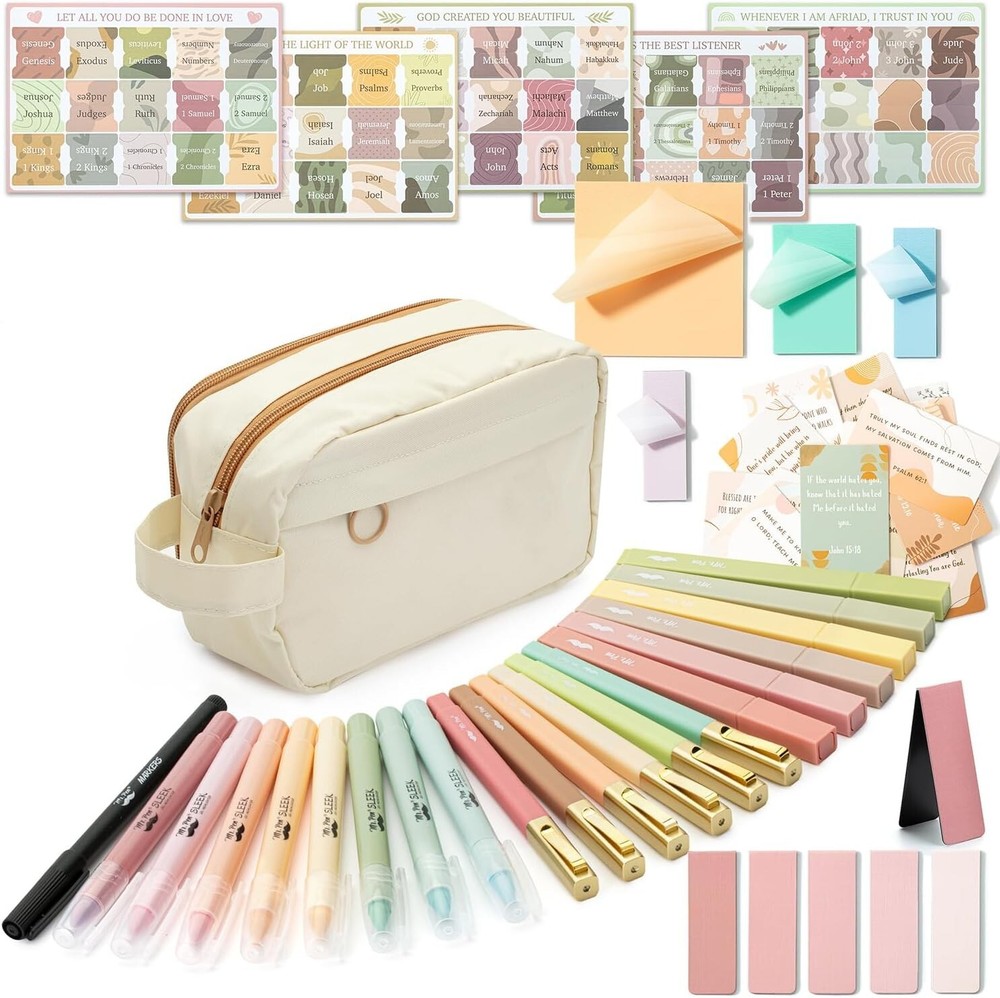Creative Bible Journaling Essentials: Highlighters, Pens & Storage Case Included