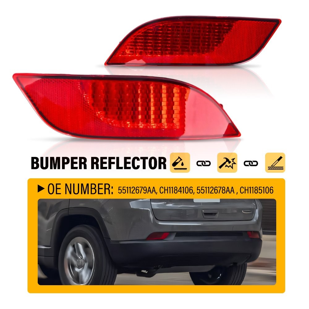 For Jeep Compass Rear Bumper Reflector 2017-2024 Pair Passenger & Driver LH & RH