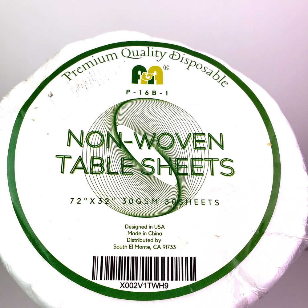 A&A Premium Quality Disposable P-16B-1 Non Woven Table Sheets 72"x32" 50 Sheets