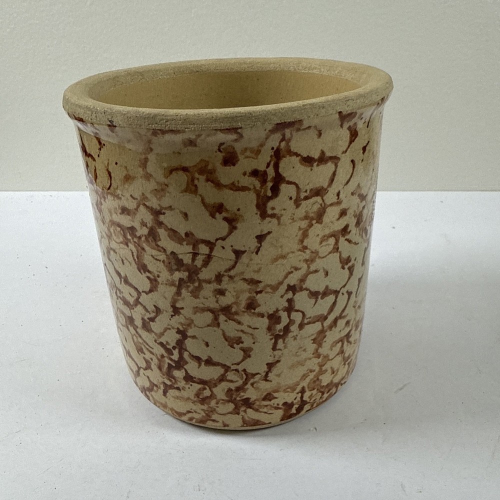 Brown SpongeWare Pottery Jar