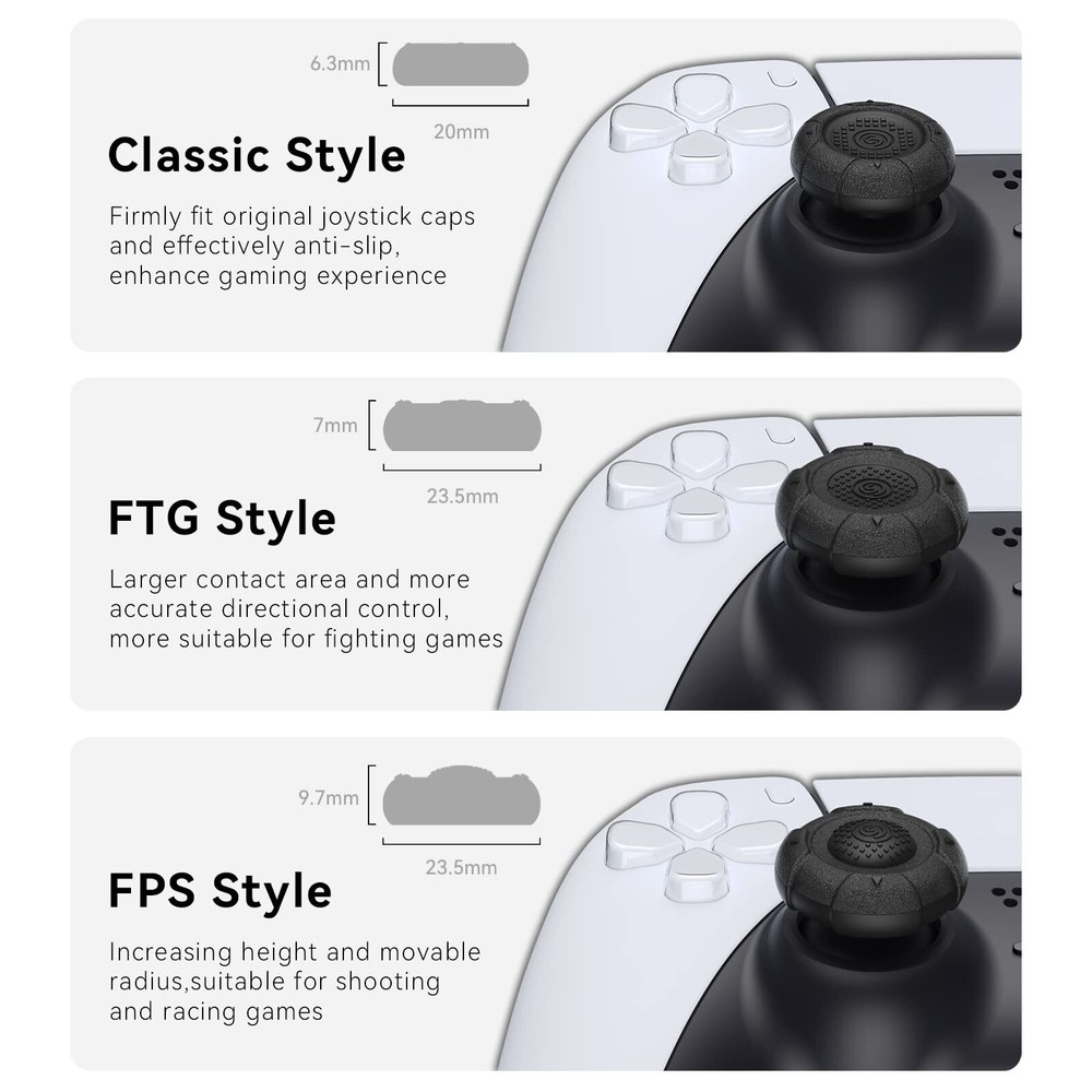 GeekShare Thumb Grips for Playstation 5 Switch Pro Controller Thumbsticks 6PCS