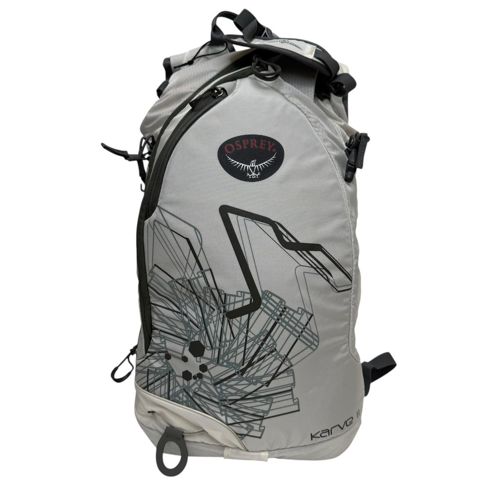 Osprey Karve 11 Backpack Ski Snowboard Hydration Pack Gray White Size M/L