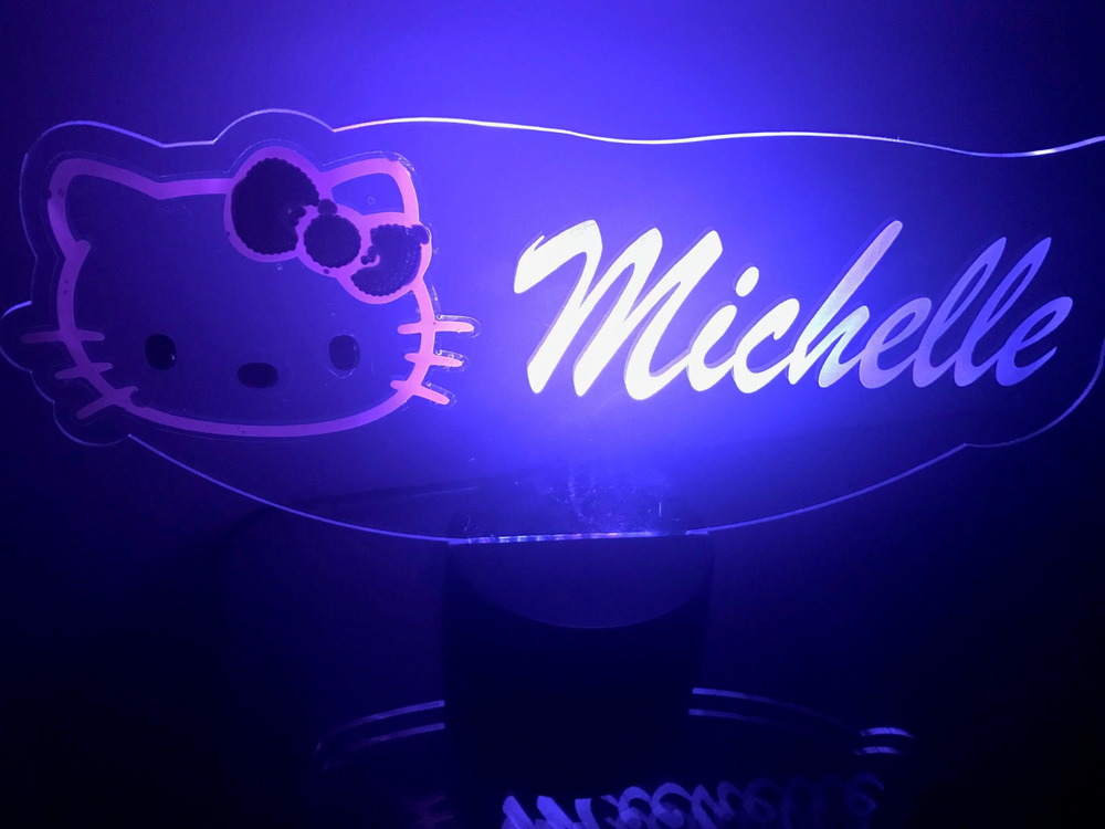 Hello Kitty Light Up Lamp LED Personalized Hello Kitty Table Lamp Remote Engrave