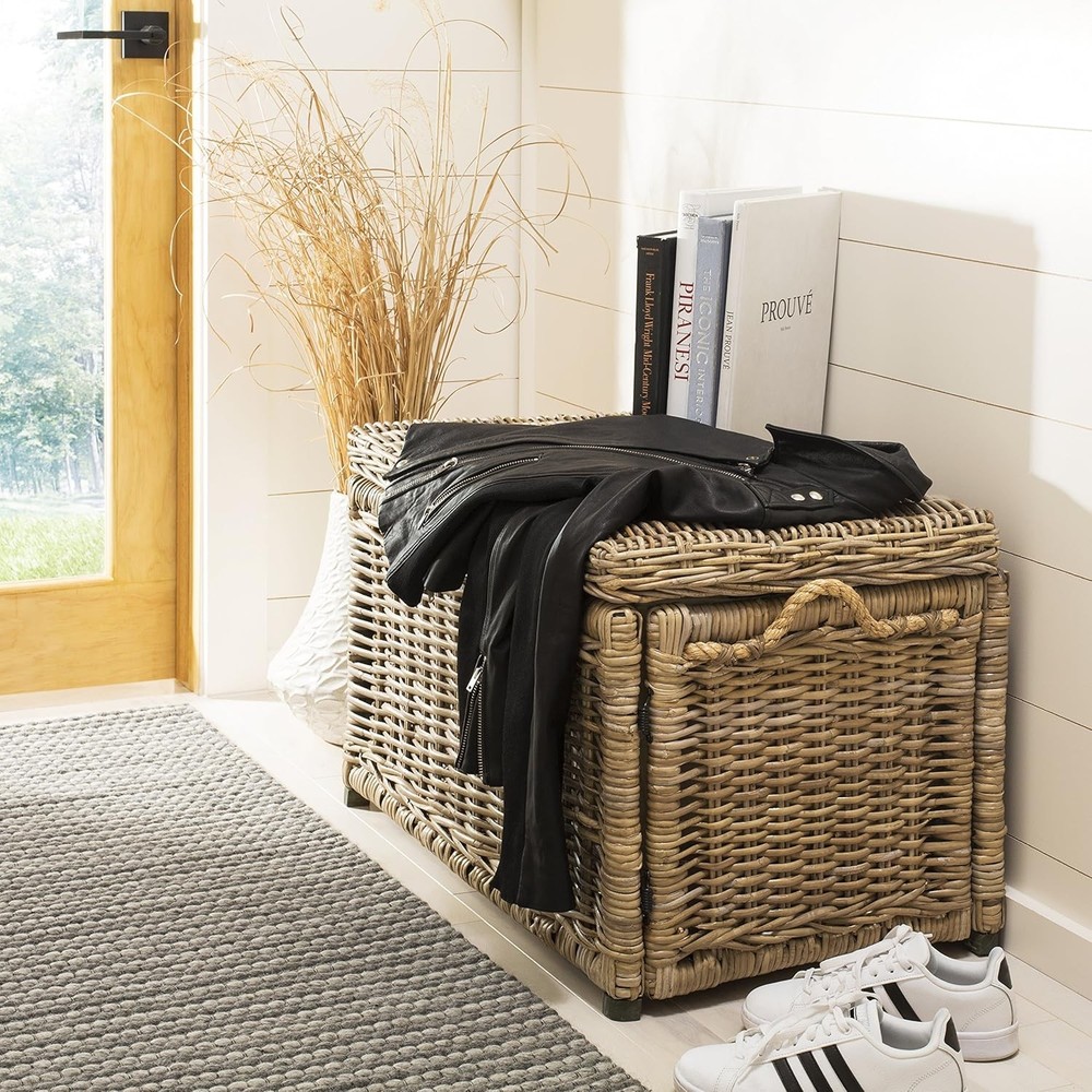 HPM9003B Jacob 30" Wicker Storage Trunk Collapsible flat storage Rattan-Kubusoft