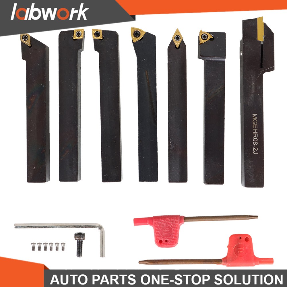 Labwork 1/2" Lathe Turning Tools+Indexable Carbide Inserts With Storage Box 7Pc