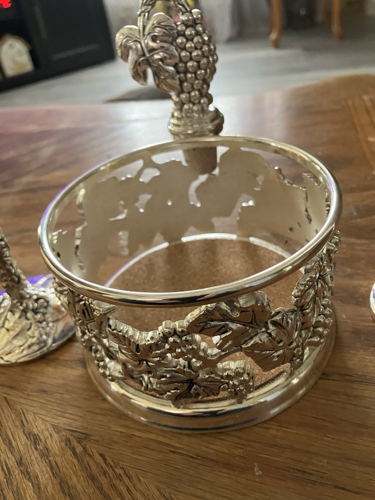 Wine Bottle Coaster Silver Plated Grape Design Godinger Silver Co.