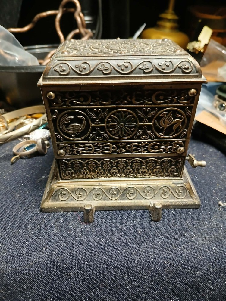 Antique  cigarette box dispenser made in Japan Silver Plate