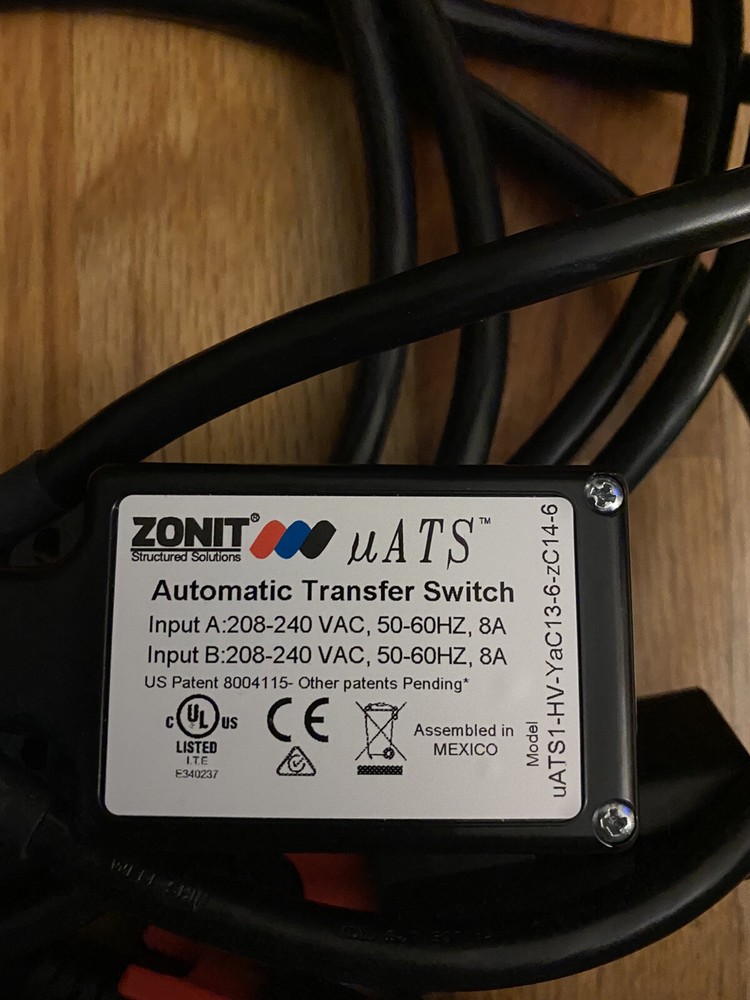 Zonit μATS1-HV Micro Automatic Transfer Switch 208-240V Single Phase Power