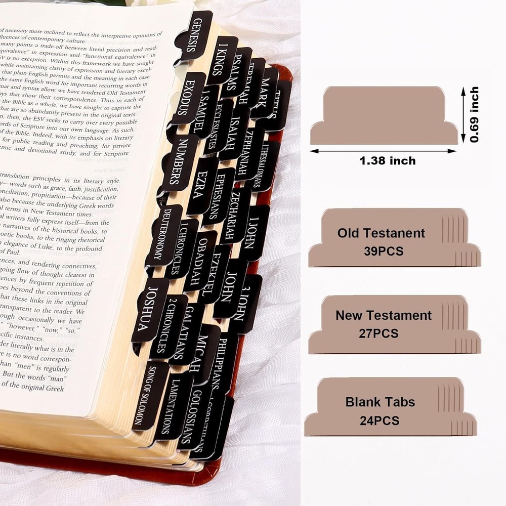 Black Bible Tabs for Men Paper Index Tabs for Scripture Study & Chapter NEW USA