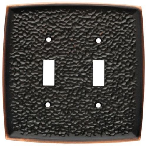 Double Switch Wall Plate - Hammered Bronze with Copper Highlights