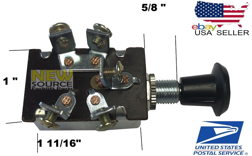TRACTOR HEADLAMP PUSH PULL LIGHT SWITCH 3 POSITION 5 SCREW TERMINALS TO004