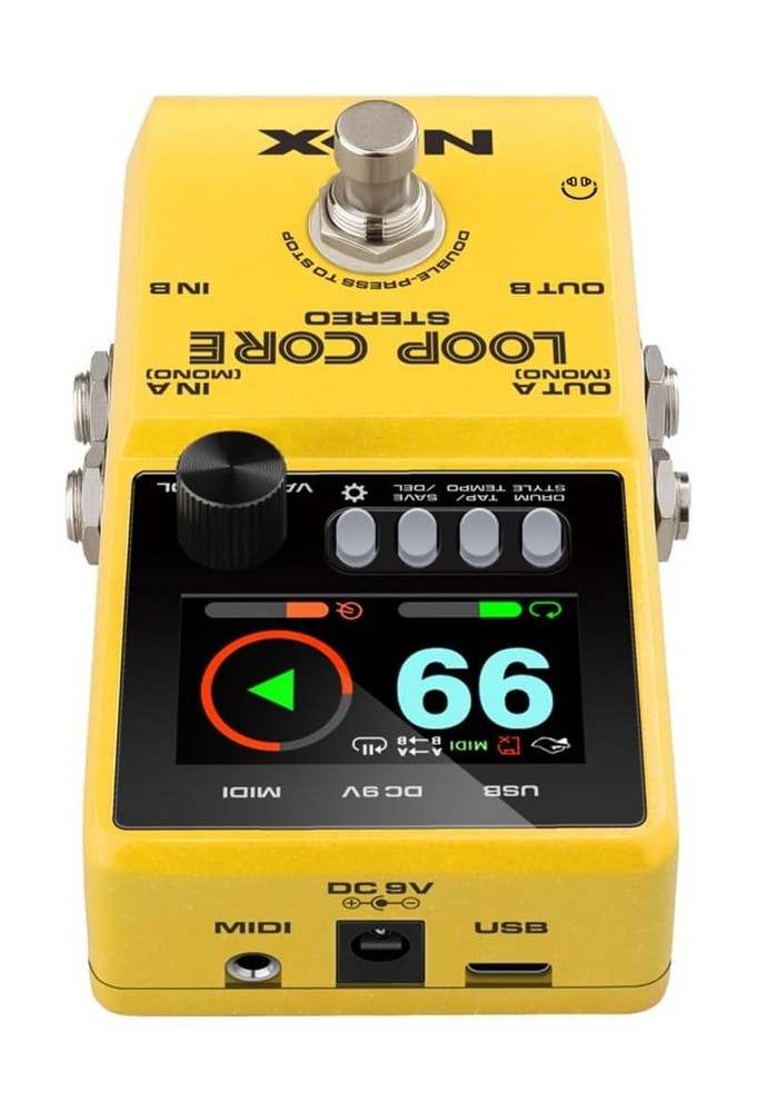 NUX Loop Core Stereo Guitar Looper Pedal - Bundle with 4 Patch Cables and Sna...