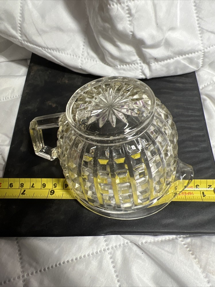 Glass Creamer Dish Raised Cube Pattern 3” Tall